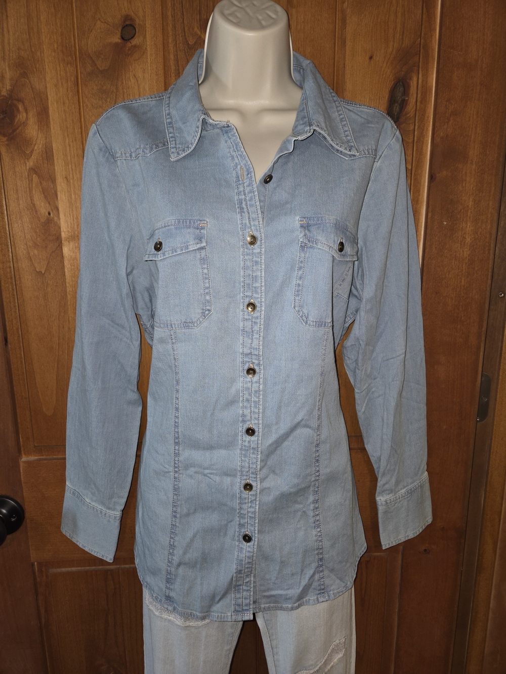 d&co Light Wash Denim Button-Down Shirt - Women's